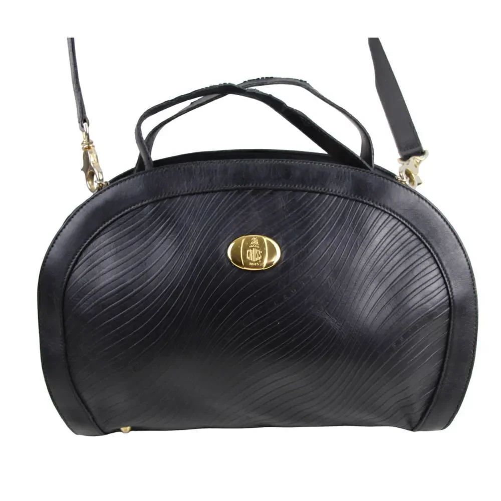 AUTHENTIC Mark Cross ITALY BLACK GENUINE LEATHER SHOULDER BAG X-BODY HANDBAG